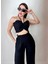Rengastyle Kadın Keten Kumaş Gipeli Crop ve Pantolon Ikili Takım (Renkli) 1