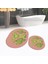 Dijital Baskılı Kaymaz Taban Yıkanabilir Oval Ikili Banyo Paspas Klozet Takımı, V-O-Klozet-23-Pembe, 2