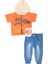 Erkek Bebek Yazı Baskılı Yelekli T-Shirt Pantolon Alt Üst Takım 1