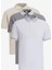 Erkek Açık Bej Beyaz-Gri Melanj-Beyaz 3'lü Çekmeyen Pamuklu Slim Fit Kıvrılmaz Polo Yaka Tişört 1
