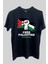 %100 Pamuk Standart Kesim Sıfır Yaka Kısa Kollu Filistin Baskılı Siyah T-Shirt 1
