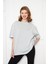 Kadın Oversized Kısa Kollu Penye T-Shirt 2