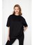 Kadın Oversized Kısa Kollu Penye T-Shirt 1