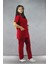 - Likralı V-Yaka Kadın Takım Üniforma - Kırmızı 2