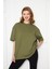 Kadın Oversized Kısa Kollu Penye T-Shirt 2