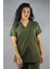 - Likralı V-Yaka Kadın Takım Üniforma - Haki Yeşili 4
