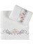 Eva Penye Nakışlı 2'li Banyo Havlu Seti (50*90+70*140) Tomurcuk Desen - Krem 1
