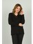 Kadın V Yaka Taş Süslemeli Uzun Kol Bluz 4588 Siyah 3
