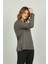 Kadın Kolları ve Yakası Işlemeli Uzun Kol Bluz 0507 Gri 3