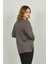 Kadın Kolları ve Yakası Işlemeli Uzun Kol Bluz 0507 Gri 4