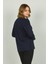 Kadın Desenli Uzun Kol Bluz 4541 Lacivert 4