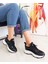 Siyah Gizli Dolgu Topuk Bağcıklı Kadın Sneakers 1