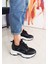 Siyah Gizli Dolgu Topuk Bağcıklı Kadın Sneakers 3