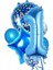 Mavi 1 Yaş Happy Birthday Konfetili Balon Set 1