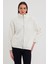 Beyaz Kadın Hırkası, Fermuarlı Hırka, Oversize Hırka, Peluş Hırka 2
