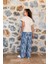 Kadın Kısa Kol Bej Mavi Pijama Takım C6T0N04Y42 2