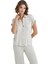 Kadın Kısa Kol Önden Düğmeli Bej Pijama Takımı C9T7N3O15- 5