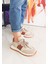 Bej-Taba Renk Bağcıklı Düz Taban Kadın Sneakers 3