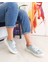 Mavi Renk Bağcıklı Düz Taban Kadın Kot Sneakers 1
