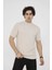 Unisex Bisiklet Yaka Slim Fit T-Shirt- Bej 2