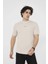 Unisex Bisiklet Yaka Slim Fit T-Shirt- Bej 4