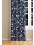 Navy Vintage 2 Desenli Süet Oturma Odası Salon Fon Perde Baskılı Ekstrafor Büzgü Tek Kanat PRD-1065 2