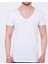 Erkek Beyaz Fanila Undershirt 100% Pamuk Penye Kısa Yarım Kol Derin ve Geniş V Yakası Uzun Boy Gömlek Altı Görünmez 4