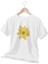Sarı Çiçek Baskılı Beyaz Kadın T-Shirt 1