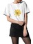 Sarı Çiçek Baskılı Beyaz Kadın T-Shirt 3