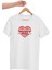 Yazı ve Kırmızı Kalp Baskılı Beyaz T-Shirt 3