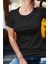 %100 Pamuklu Siyah Kadın Street Style T-Shirt 3