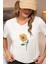 Ay Çiçeği Baskılı Beyaz T-Shirt 3