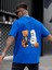 Teddy Family Baskılı Oversize Mavi Erkek T-Shirt 2