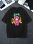 Unisex Pamuk Siyah Bisiklet Yaka Oversize Boyfriend T-Shirt Teddy 4