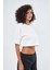 Kadın Basic Oversize Fit %100 Pamuk Bisiklet Yaka Kalın Kumaş Crop T-Shirt 4