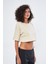 Kadın Basic Oversize Fit, %100 Pamuk Bisiklet Yaka Kalın Kumaş Crop T-Shirt 4