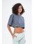 Kadın Basic Oversize Fit, %100 Pamuk Bisiklet Yaka Kalın Kumaş Crop T-Shirt 1