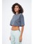 Kadın Basic Oversize Fit, %100 Pamuk Bisiklet Yaka Kalın Kumaş Crop T-Shirt 3