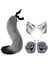 4x Peluş Kulaklar ve Kuyruk Seti Anime Cosplay Tüylü Kurt Uzun Kuyruk Cadılar Bayramı Için Gri (Yurt Dışından) 2
