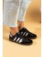 Bağcıklı Comfort Taban 3 Şeritli Kadın Sneaker 001-1009-SIYAHBEYAZŞAL 1