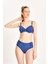 Too Salty Swimwear Kadın Mavi Kot Görünümlü Büzgülü Balenli Toparlayıcı Yüksek Bel Bikini Takımı 24S102ST 3