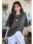 Kadın Free Life Füme Bisiklet Yaka Oversize Salas T-Shirt 1