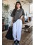 Kadın Free Life Füme Bisiklet Yaka Oversize Salas T-Shirt 2