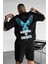 Erkek Siyah Normal Is Boring Bisiklet Yaka Oversize Salaş T-Shirt 2