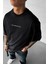 Erkek Dragon Baskılı Siyah Bisiklet Yaka Oversize Salaş T-Shirt 3