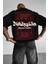 Erkek Dimension Kabaran Baskılı Siyah Bisiklet Yaka Oversize Salaş T-Shirt 1