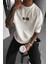 Erkek Hell & Devil Kabaran Baskı Ekru Bisiklet Yaka Oversize Salas T-Shirt 2
