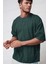 Erkek The Moon Petrol Yeşili Bisiklet Yaka Oversize Salas T-Shirt 2