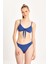 Too Salty Swimwear Kadın Mavi Kot Görünümlü Önden Bağlama Detaylı Fiyonklu Geniş Üçgen Bikini Takımı 24S119ST 2