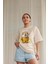 Kadın Camel Sütlü Kahve Basic Düz Baskılı Oversize Salas Boyfriend T-Shirt 3